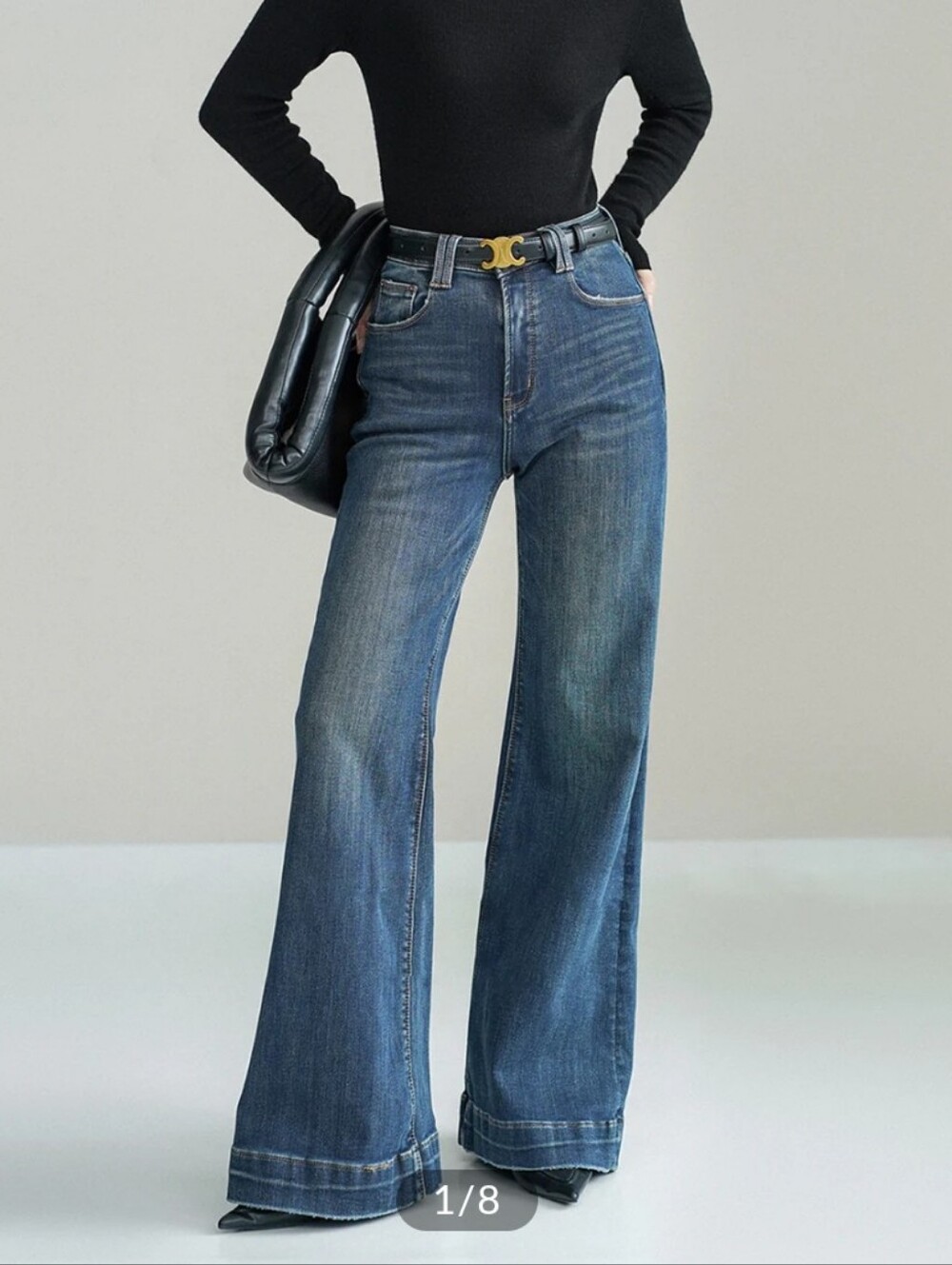 NWT Commense Mid Waist Bootcut Denim Jeans Dark Wash Blue Y2K Retro Flares Sz M